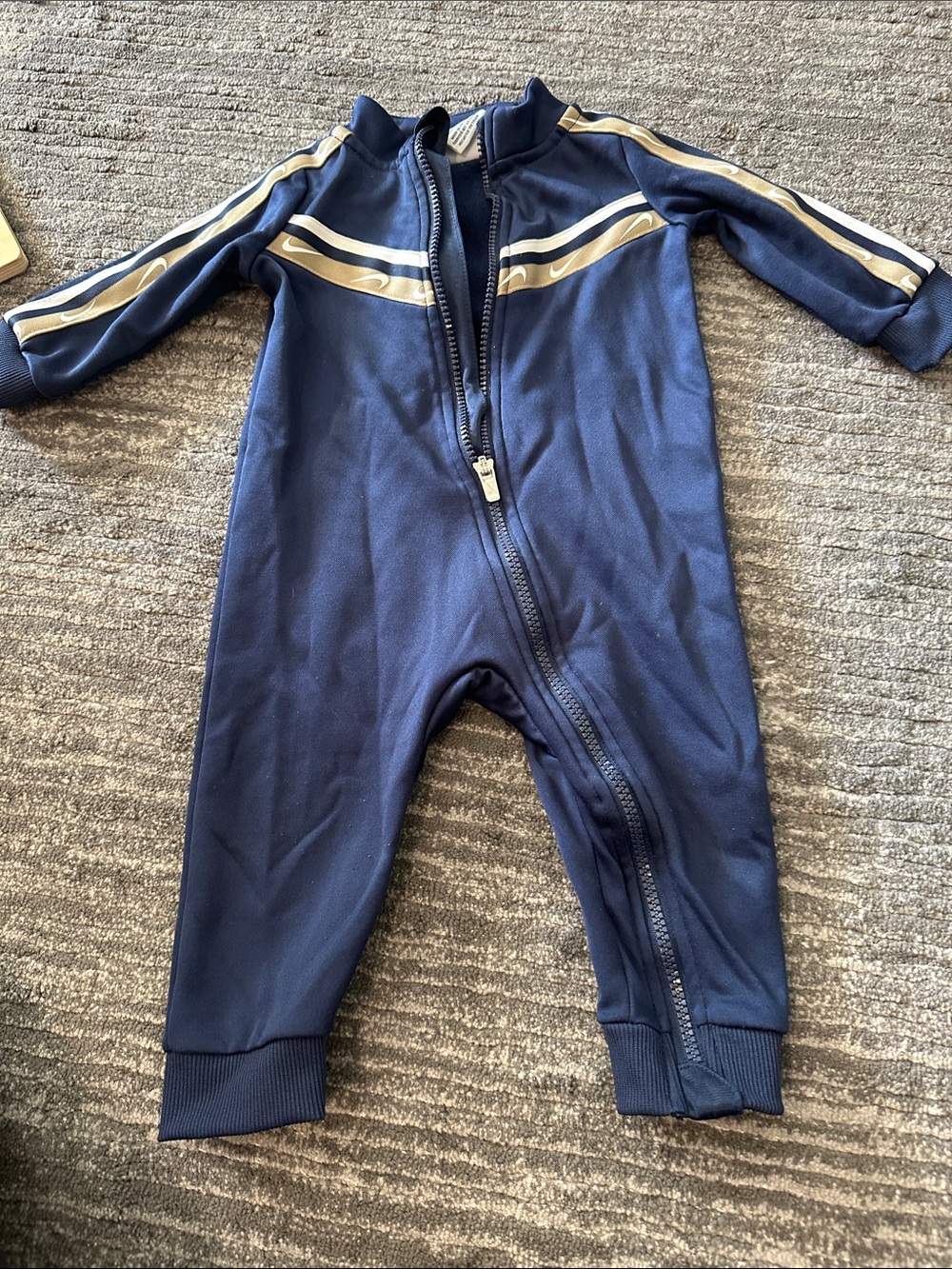 Nike Navy and Cream Zip Front Baby One-Piece